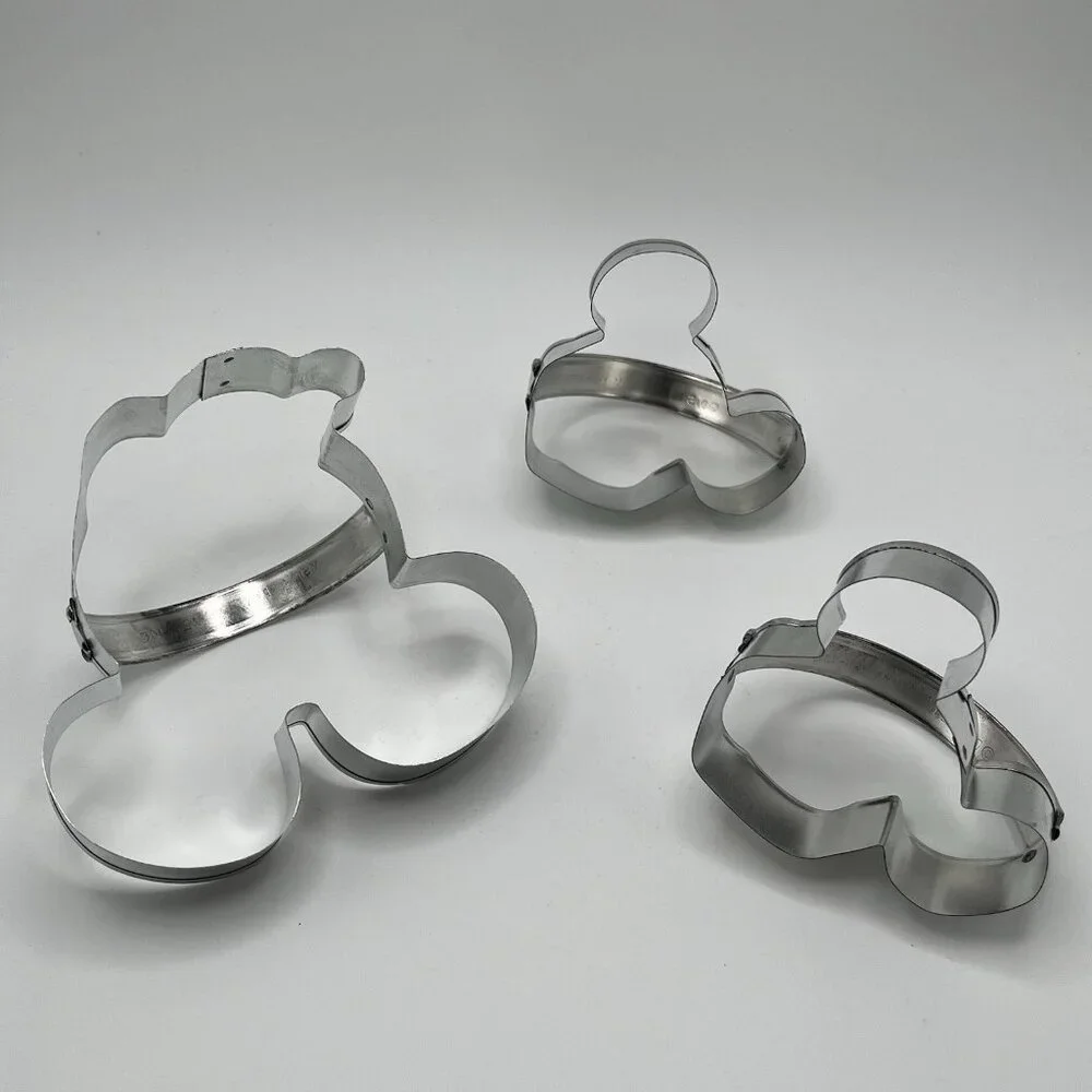 Vintage Disney Mickey Mouse Cookie Cutter Lot W/ Handles Metal Aluminum Set Of 3